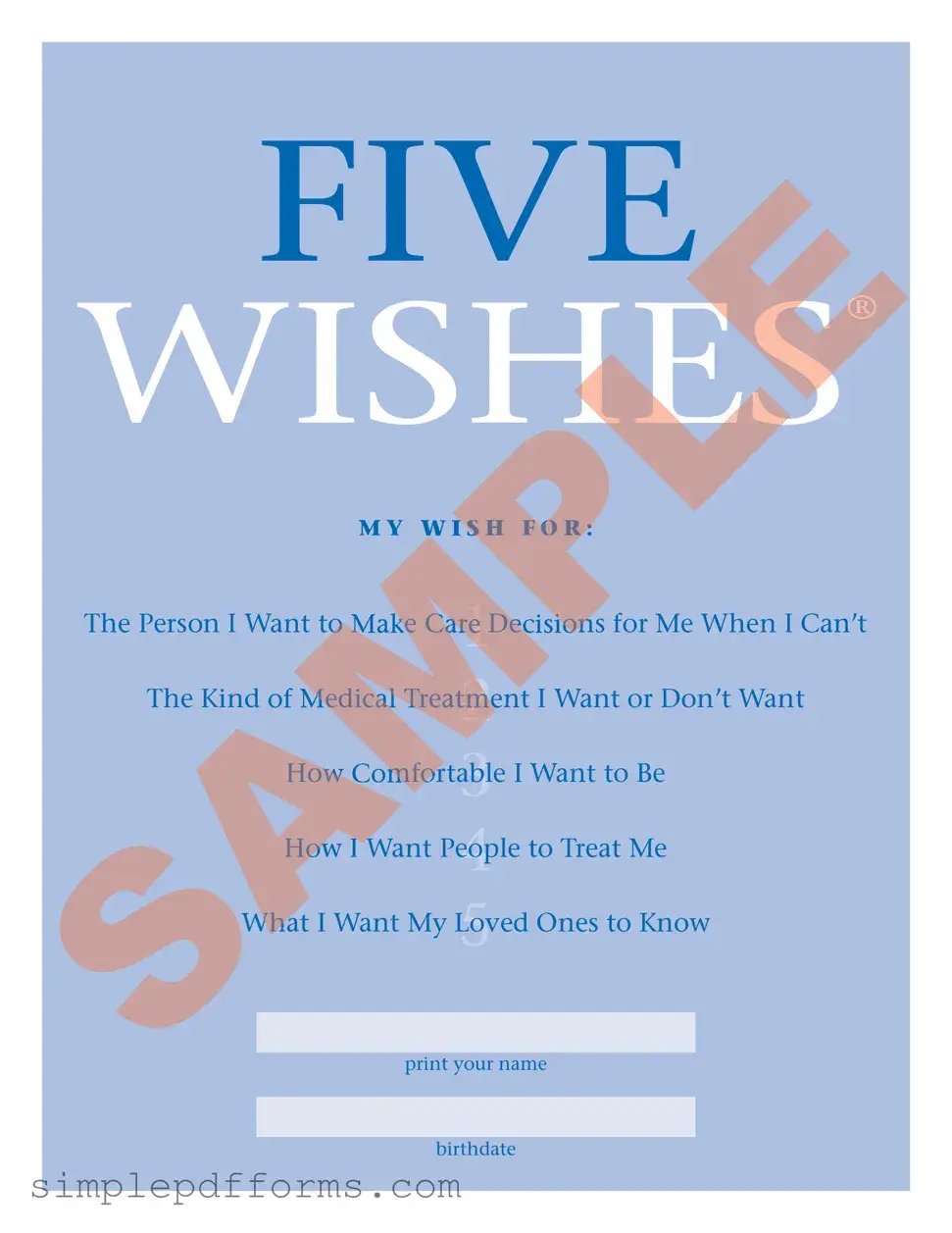 Fill a Valid 5 Wishes Document Form