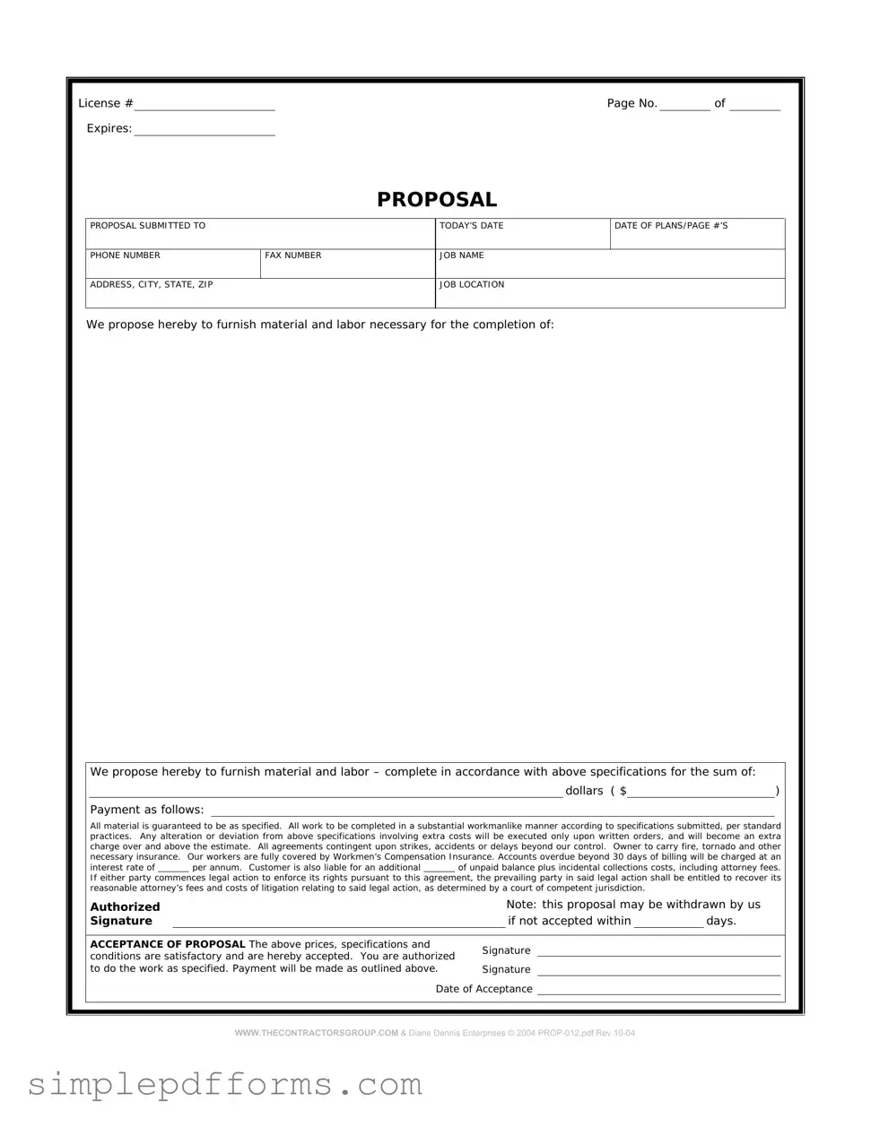 Fill a Valid Construction proposal form Form