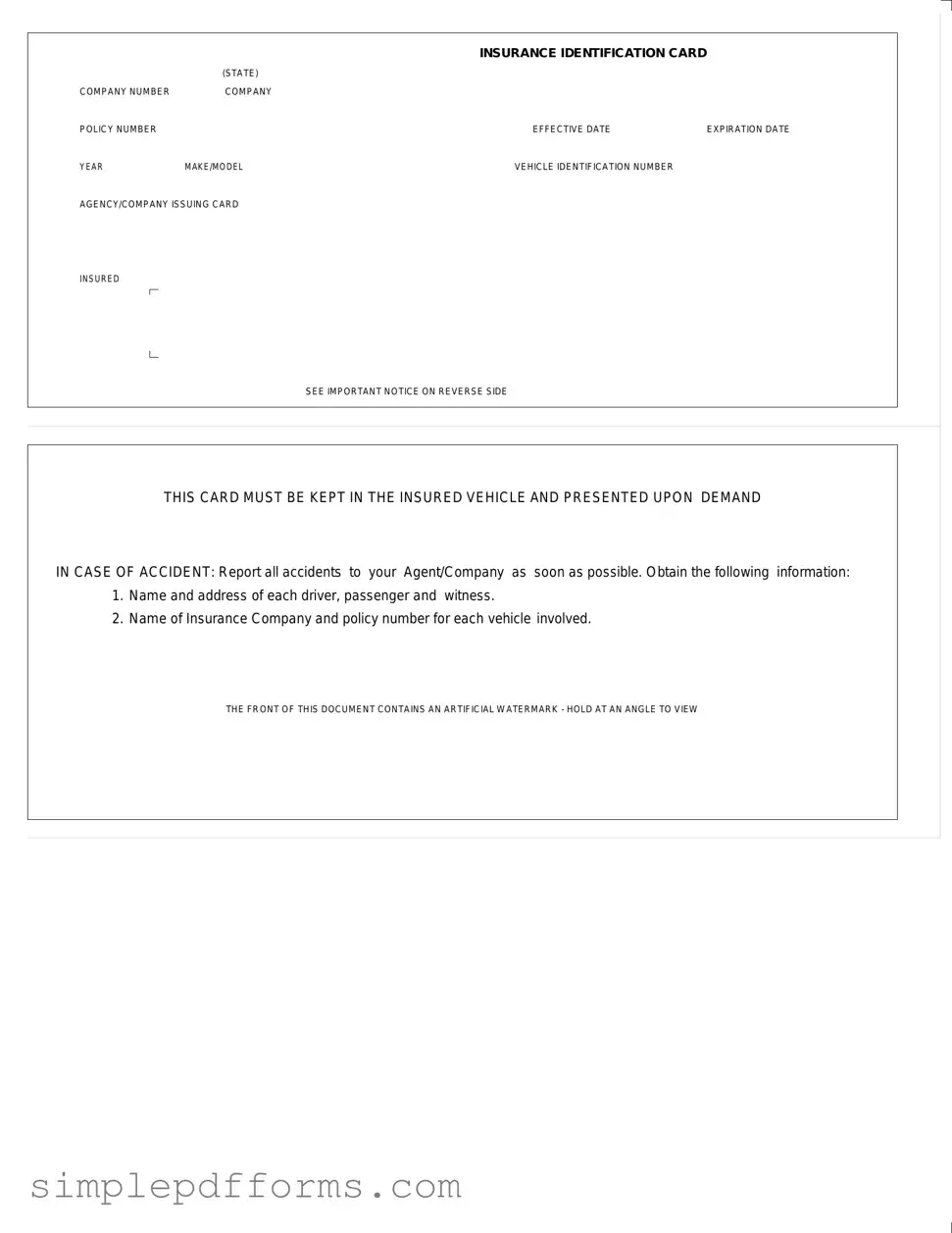 Fill a Valid Auto Insurance Card Form