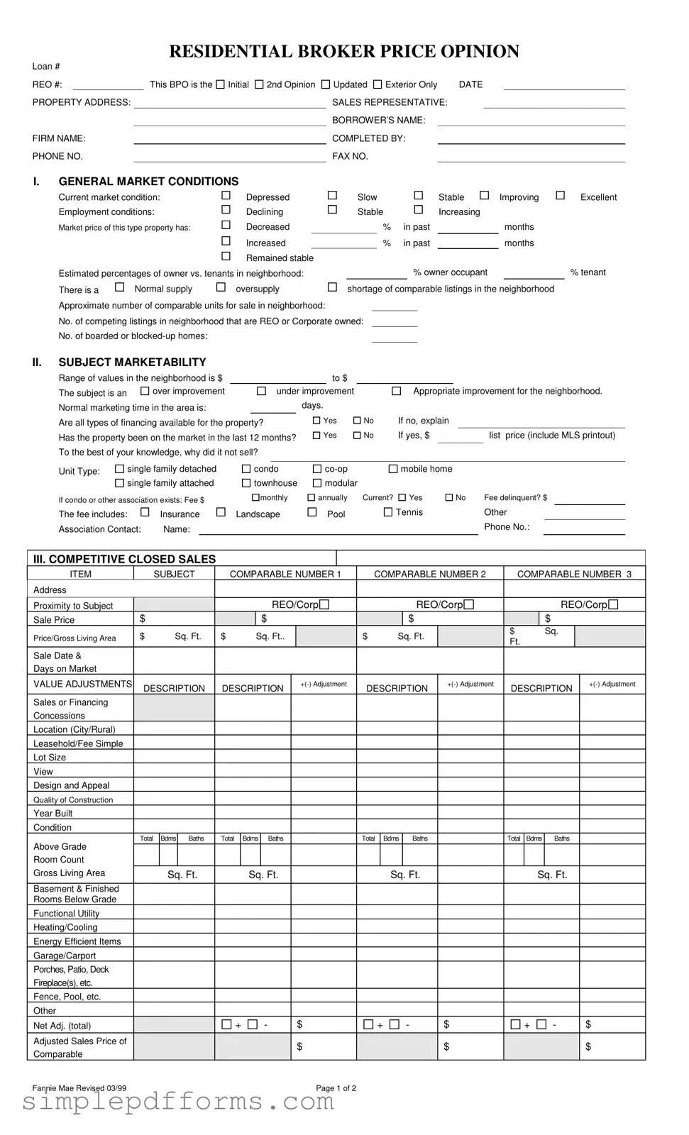 Fill a Valid Broker Price Opinion Form
