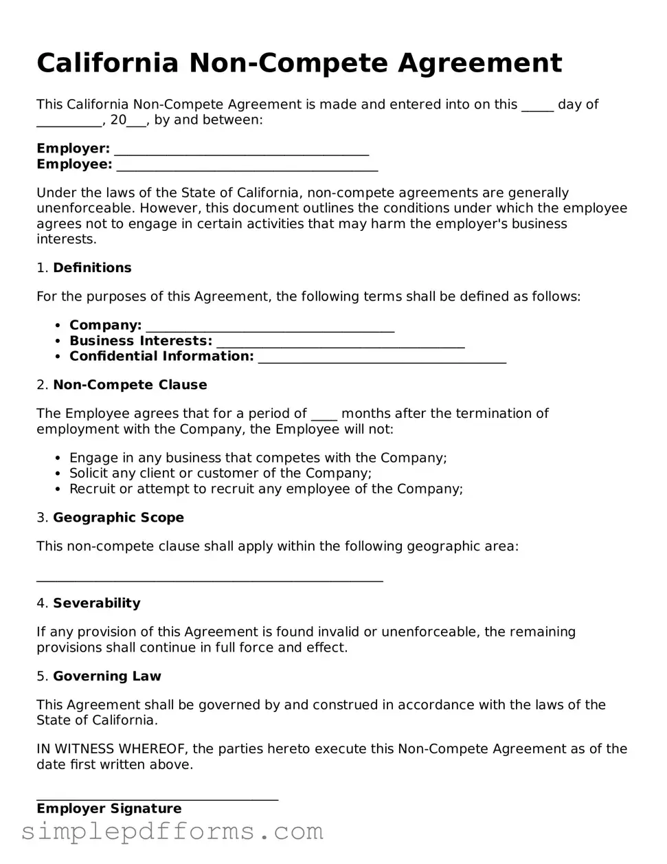 Attorney-Verified Non-compete Agreement Document for California State