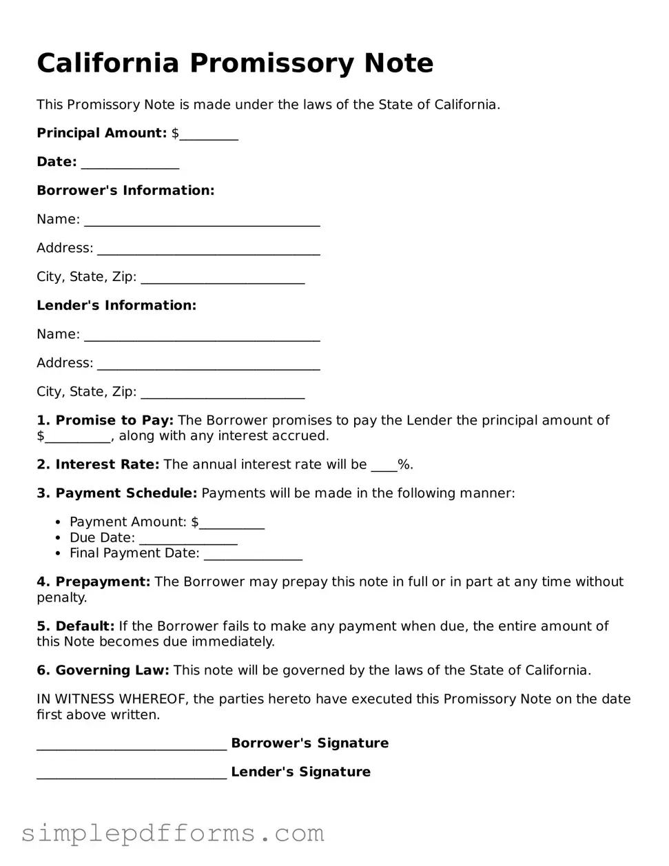Attorney-Verified Promissory Note Document for California State