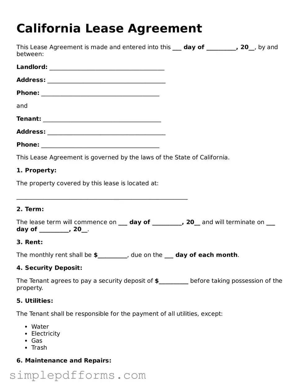 Attorney-Verified Lease Agreement Document for California State