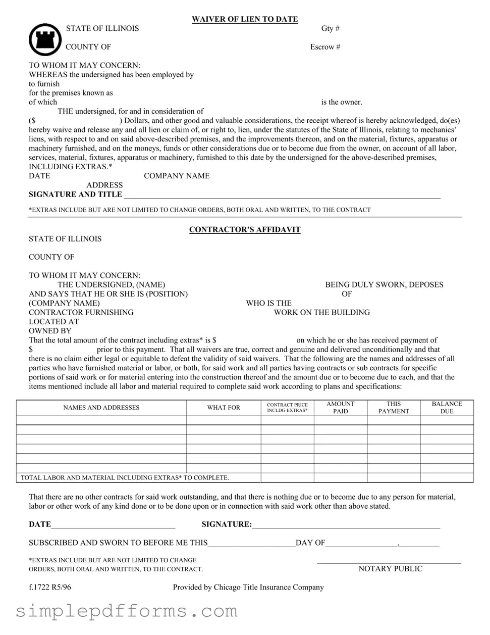 Fill a Valid Chicago Title Waiver Format Form