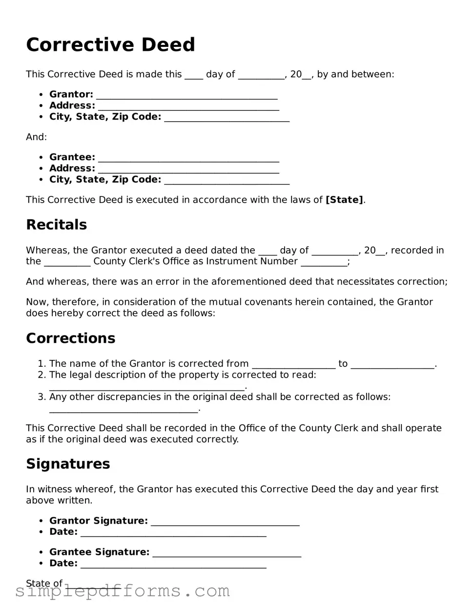 Free Corrective Deed Form