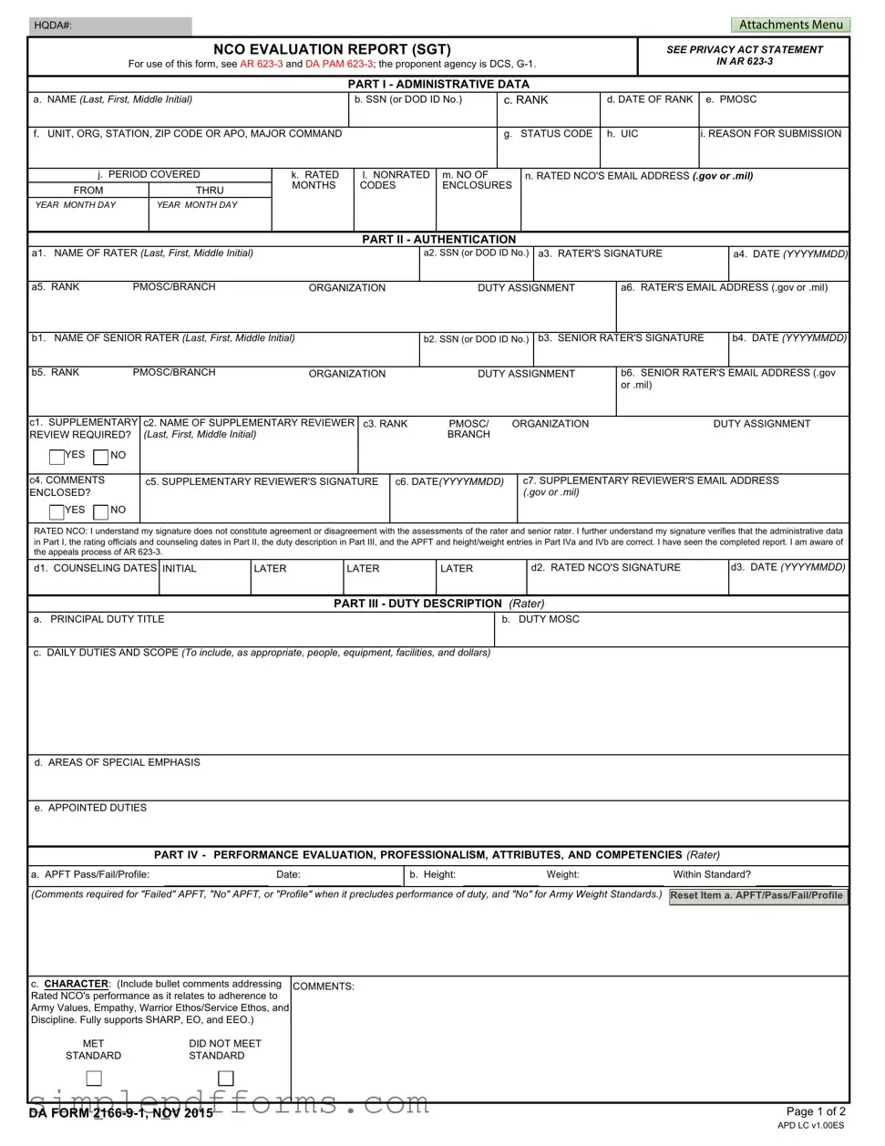 Fill a Valid Da 2166 9 1 Form