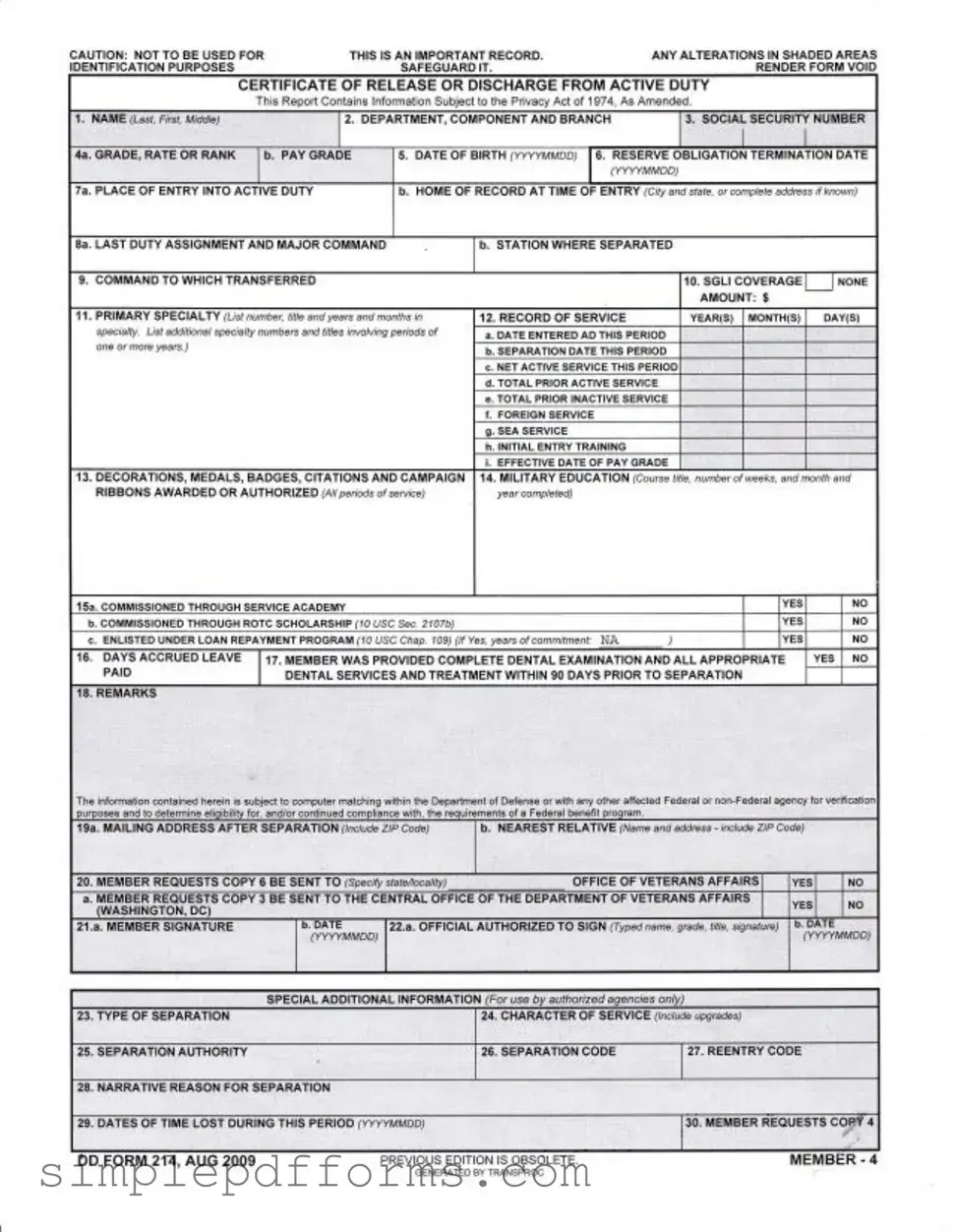 Fill a Valid Dd 214 Form