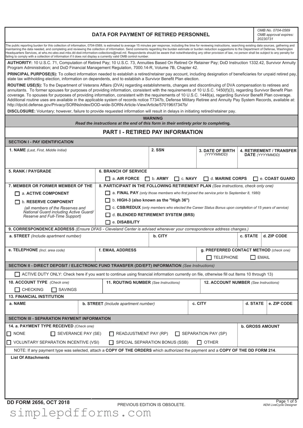 Fill a Valid DD 2656 Form