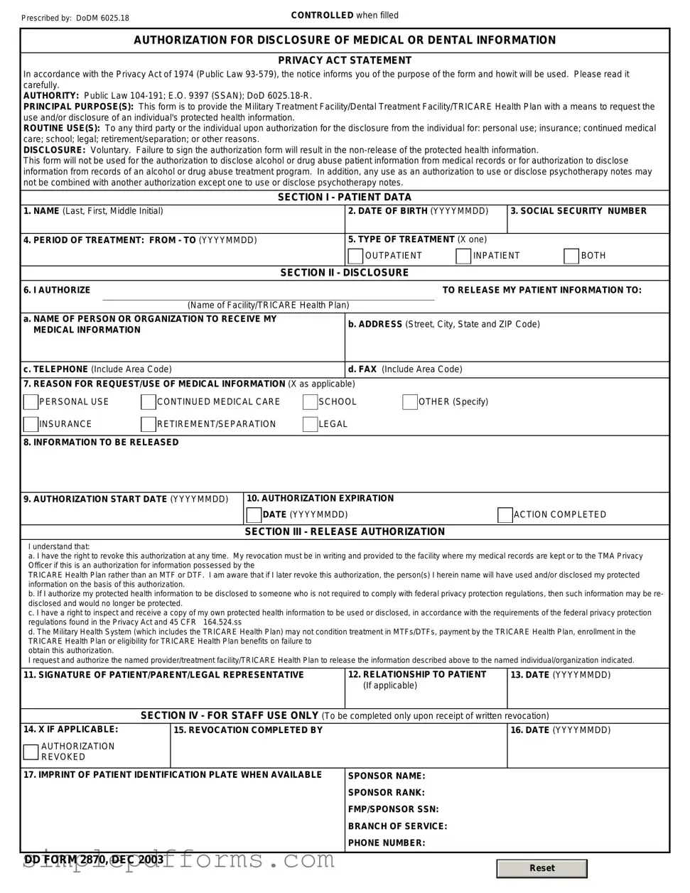 Fill a Valid DD 2870 Form