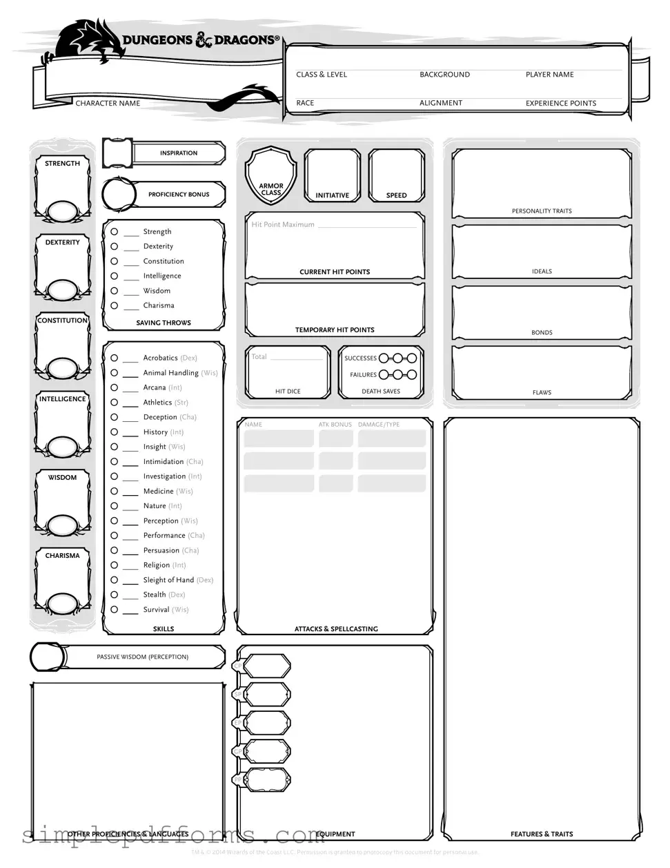 Fill a Valid Dnd Character Sheet Form