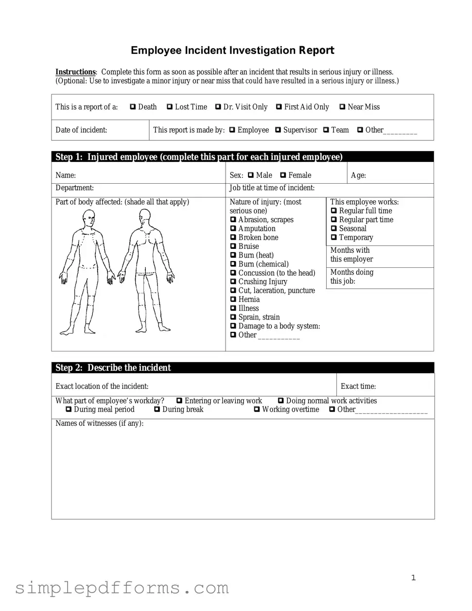 Fill a Valid Employee Accident Report Form