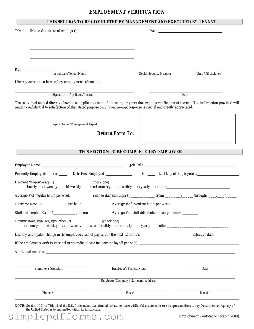Fill a Valid Employment verification form Form