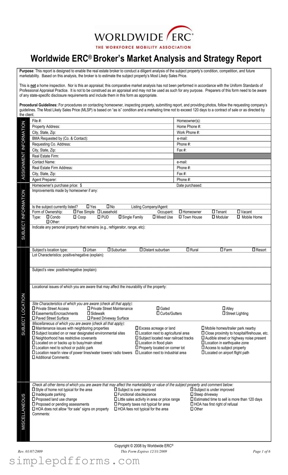 Fill a Valid Erc Broker Market Analysis Form