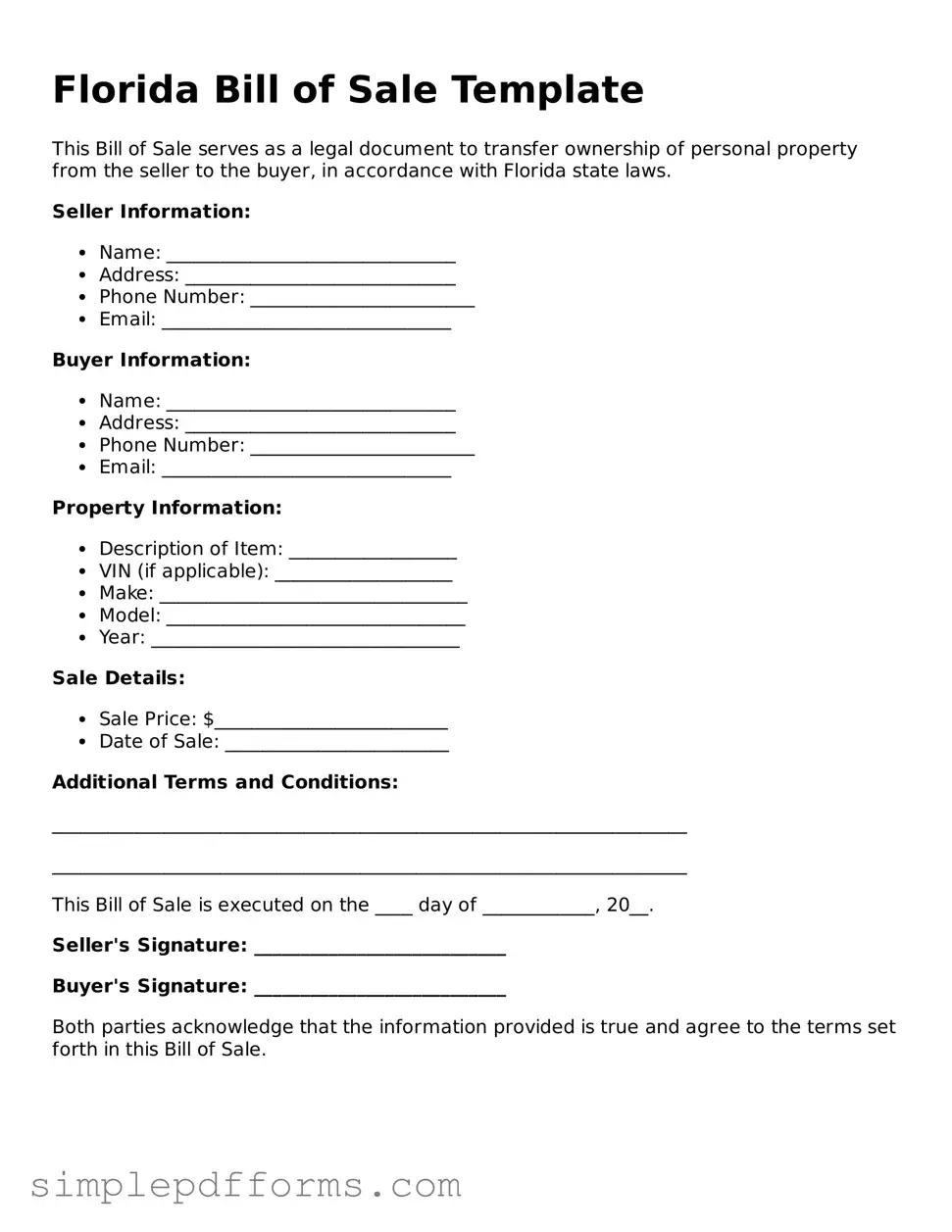 Attorney-Verified Bill of Sale Document for Florida State
