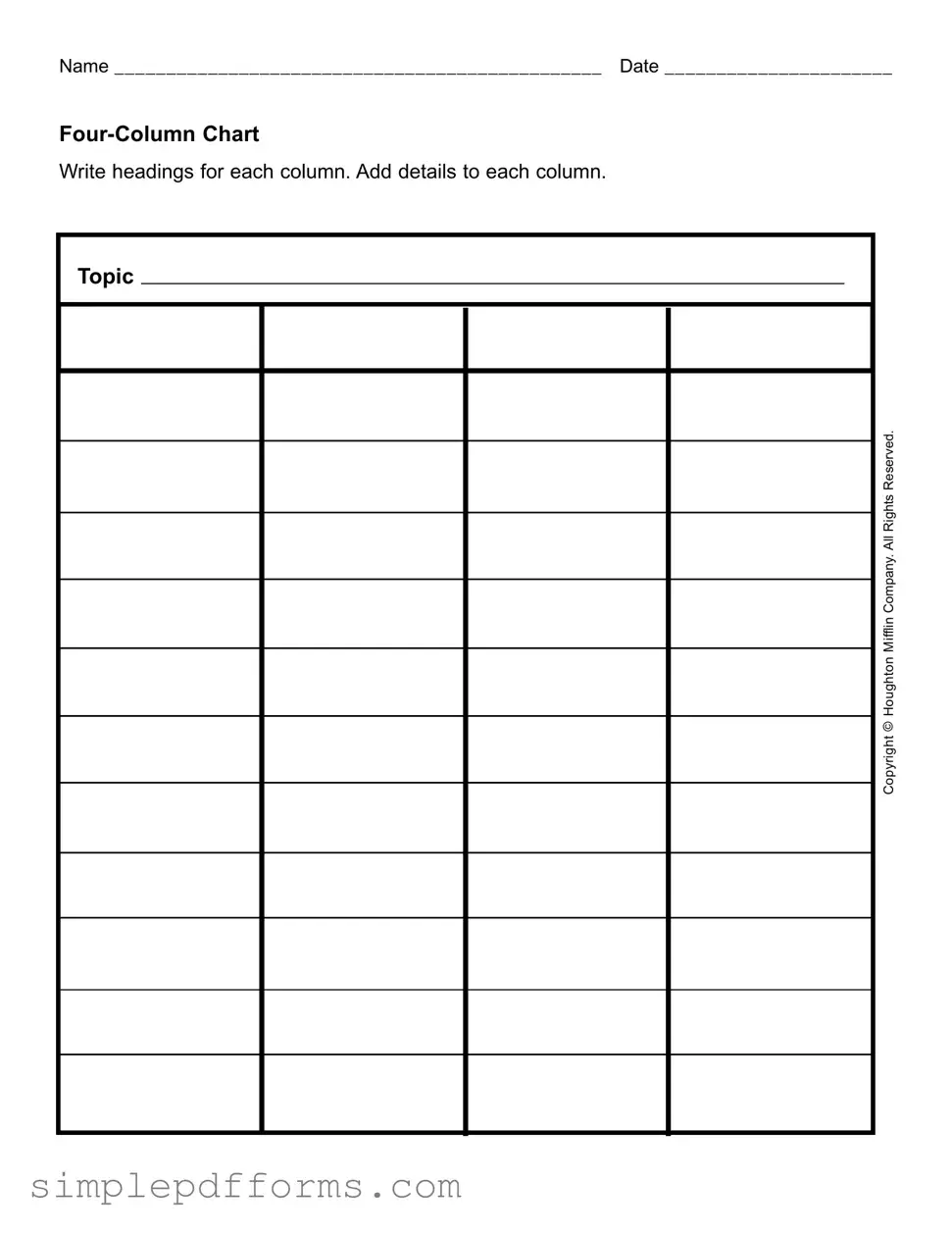 Fill a Valid Four Column Chart Form