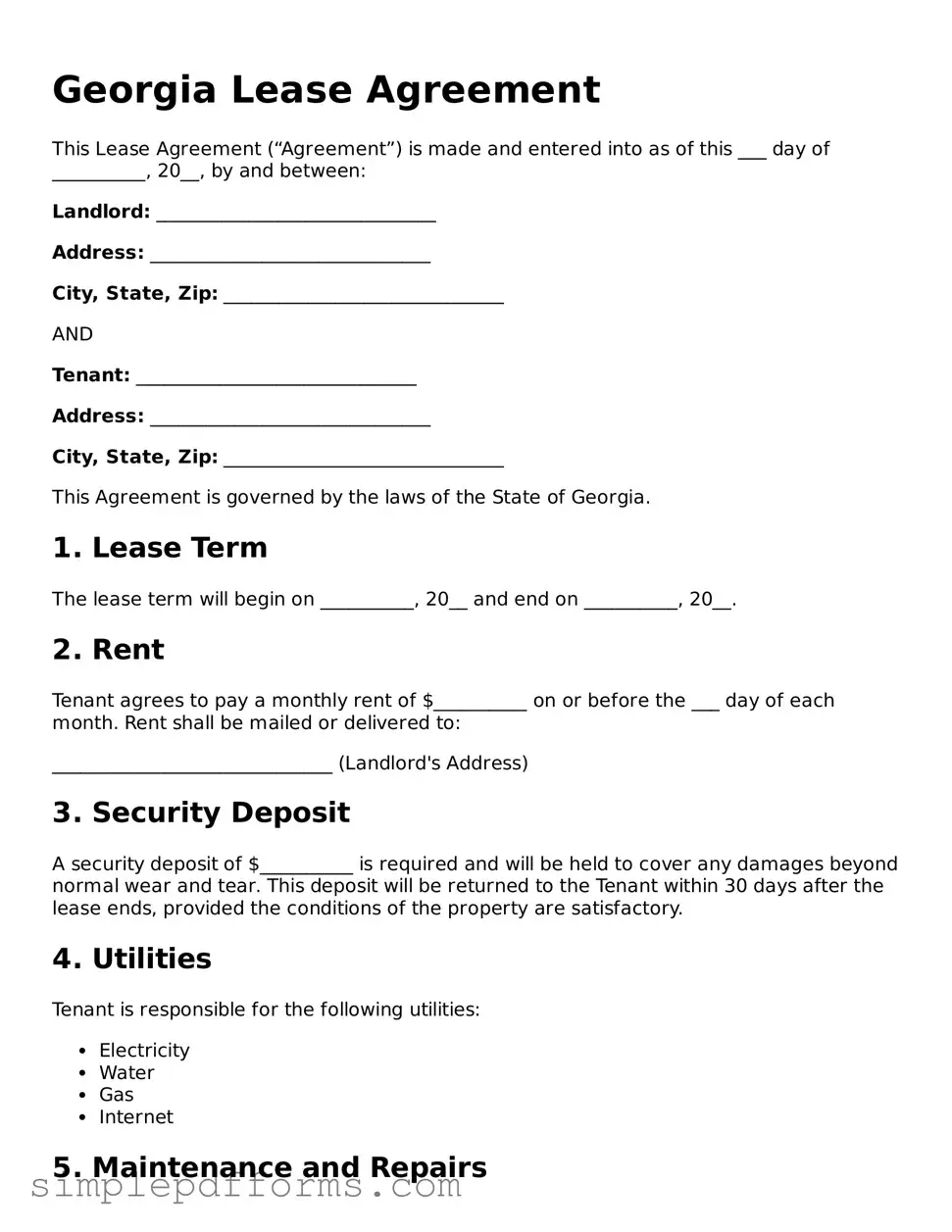 Attorney-Verified Lease Agreement Document for Georgia State