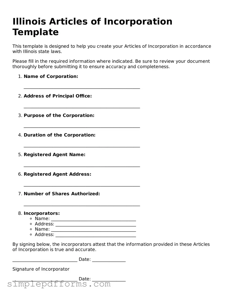 Attorney-Verified Articles of Incorporation Document for Illinois State