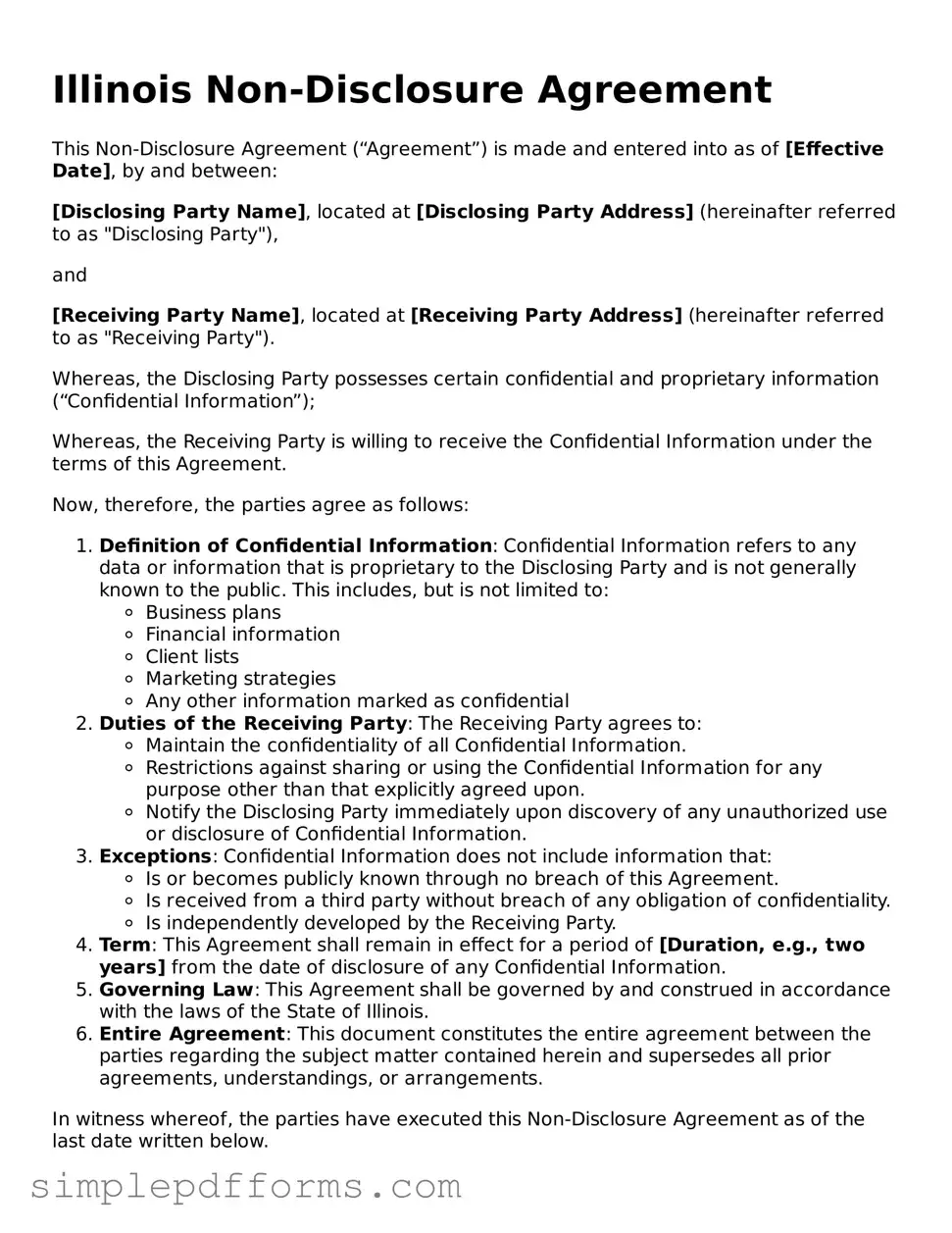 Attorney-Verified Non-disclosure Agreement Document for Illinois State