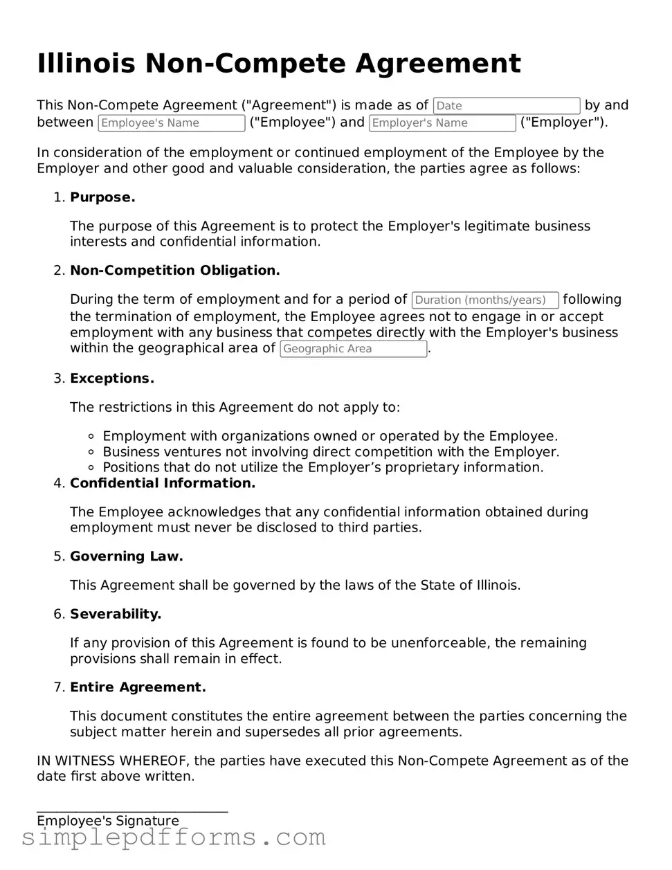 Attorney-Verified Non-compete Agreement Document for Illinois State