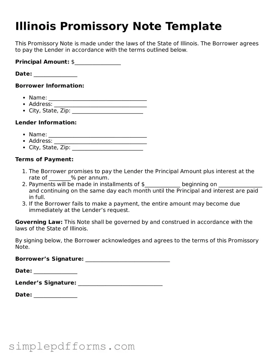 Attorney-Verified Promissory Note Document for Illinois State