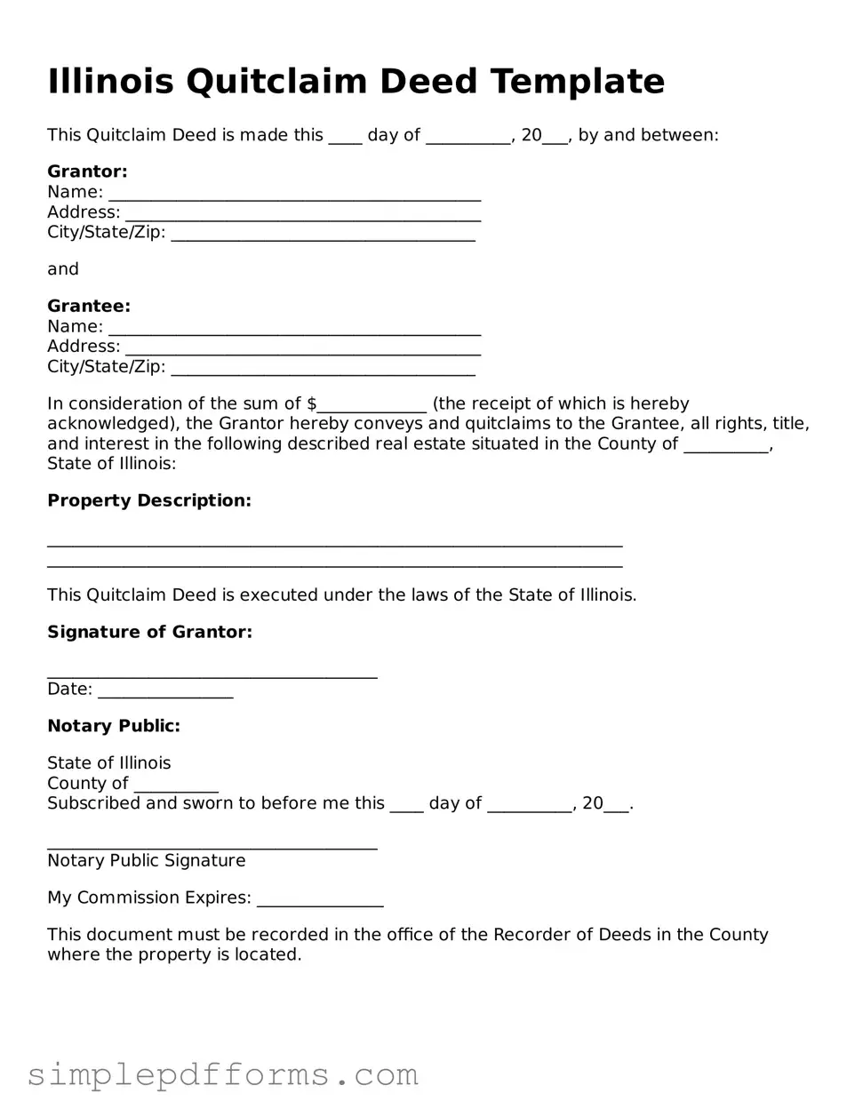 Attorney-Verified Quitclaim Deed Document for Illinois State