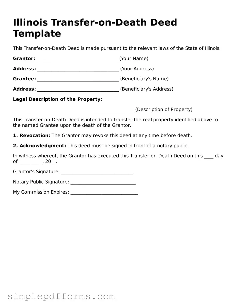 Attorney-Verified Transfer-on-Death Deed Document for Illinois State