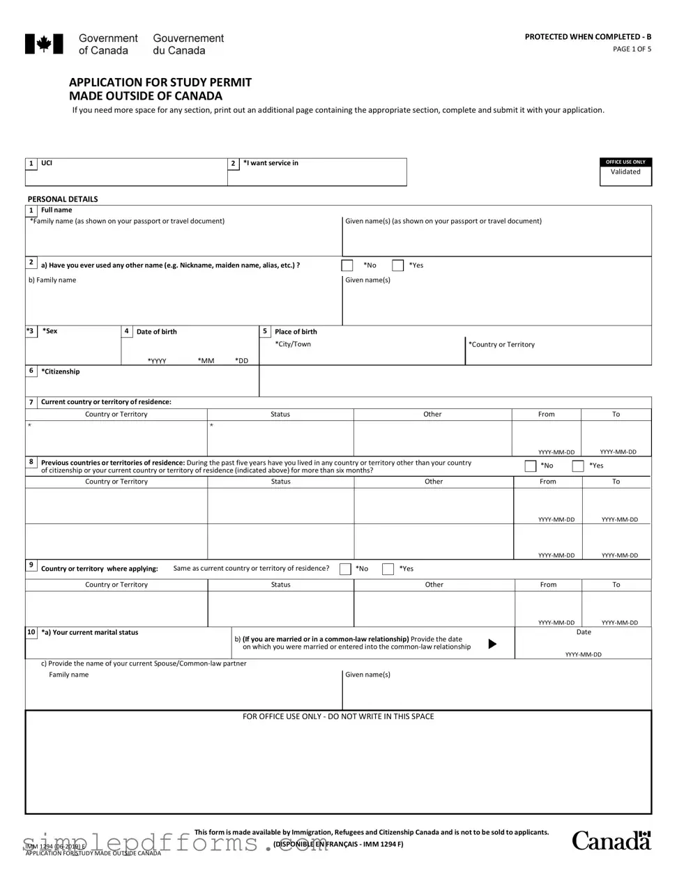 Fill a Valid Imm 1294 Form