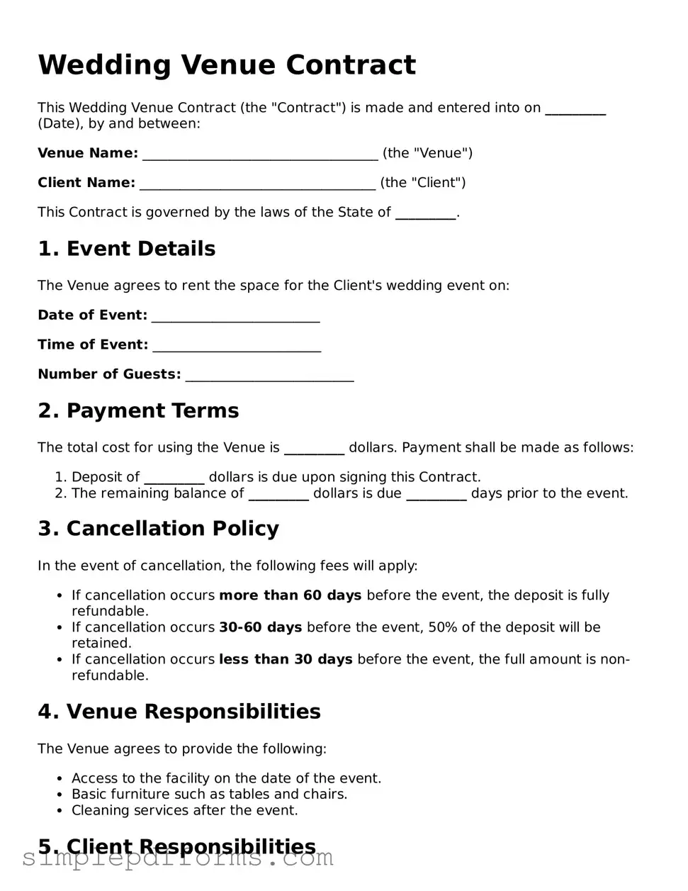 Free Wedding Venue Contract Form