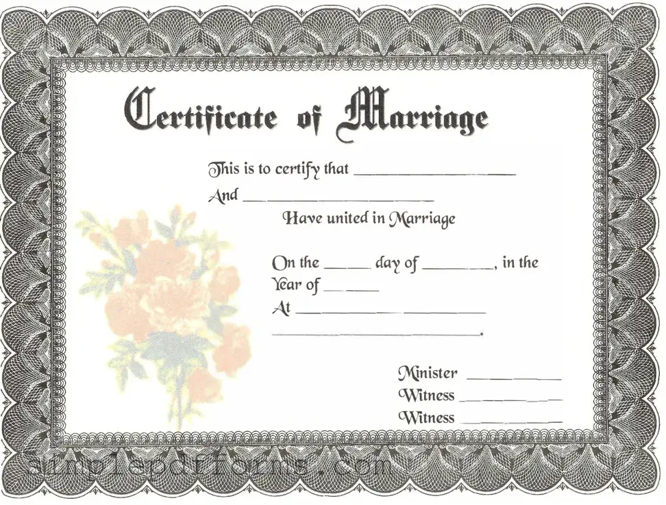 Fill a Valid Marriage Certificate Form