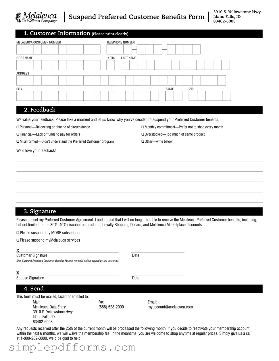 Fill a Valid Melaleuca Cancellation Form
