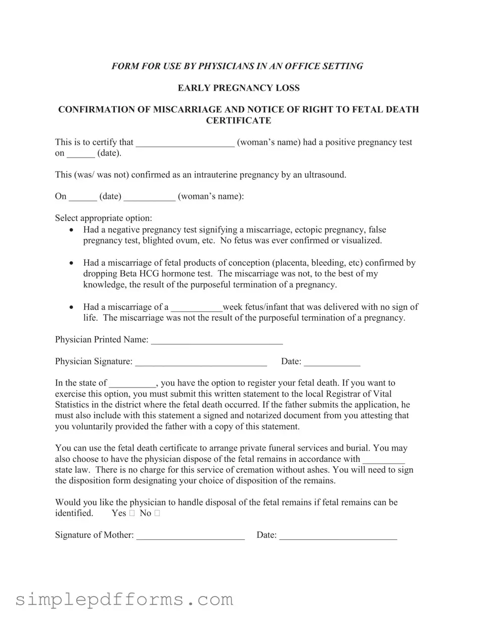 Fill a Valid Miscarriage Discharge Paper Form