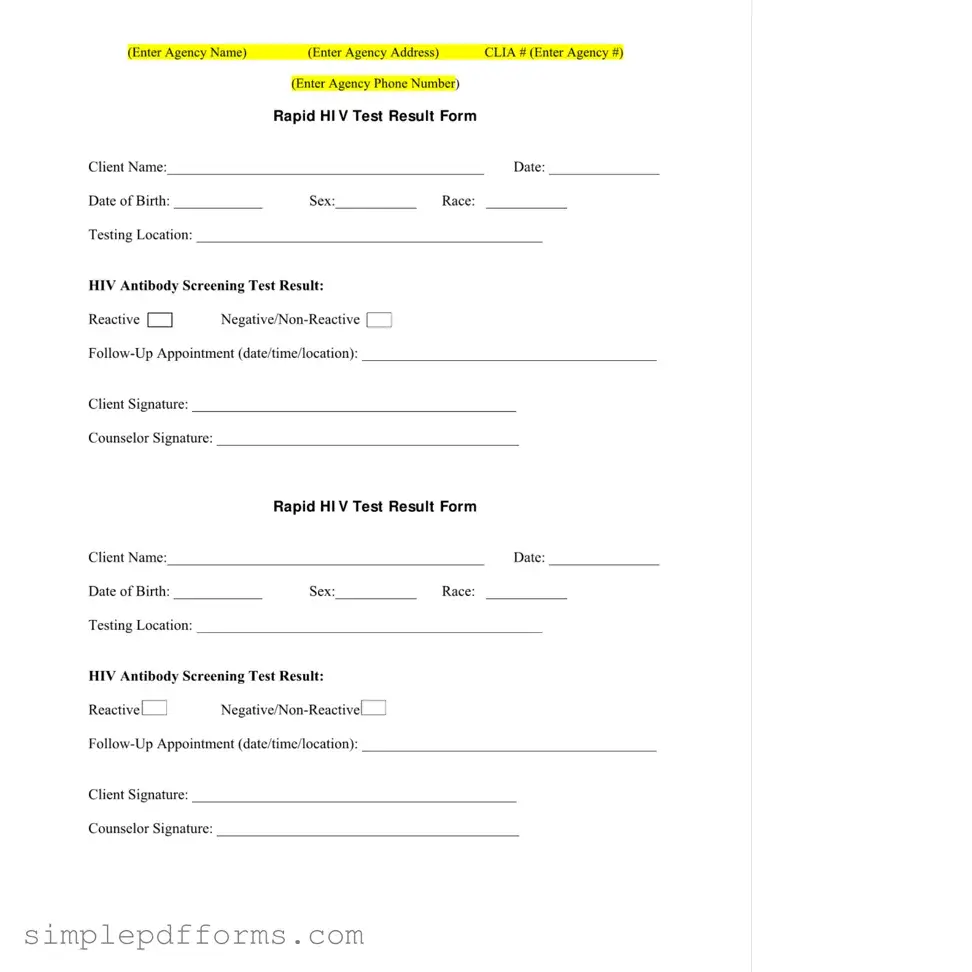 Fill a Valid Negative Hiv Test Form