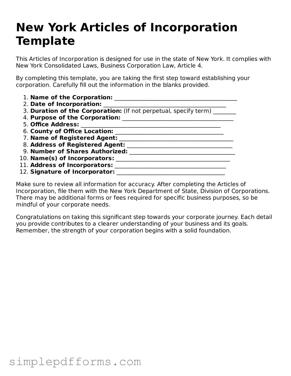 Attorney-Verified Articles of Incorporation Document for New York State