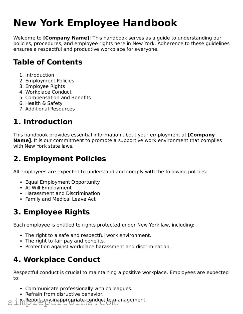 Attorney-Verified Employee Handbook Document for New York State