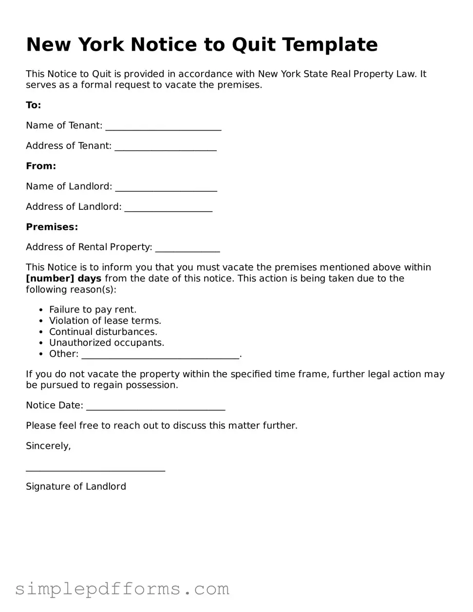 Attorney-Verified Notice to Quit Document for New York State
