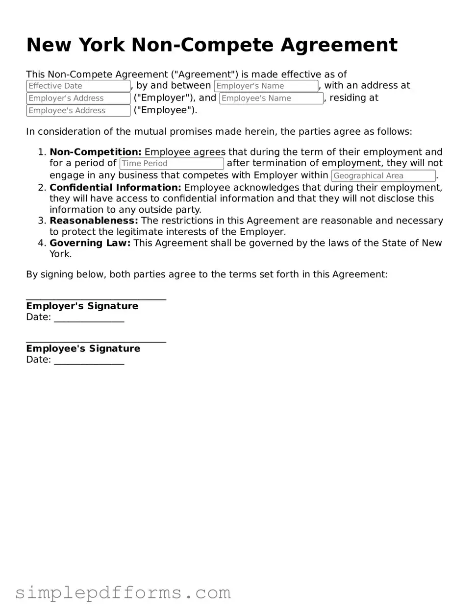 Attorney-Verified Non-compete Agreement Document for New York State