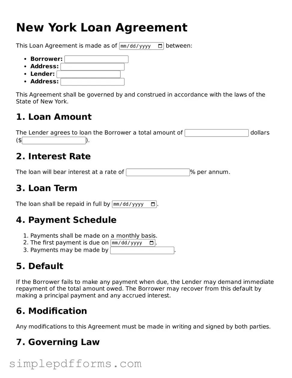 Attorney-Verified Loan Agreement Document for New York State