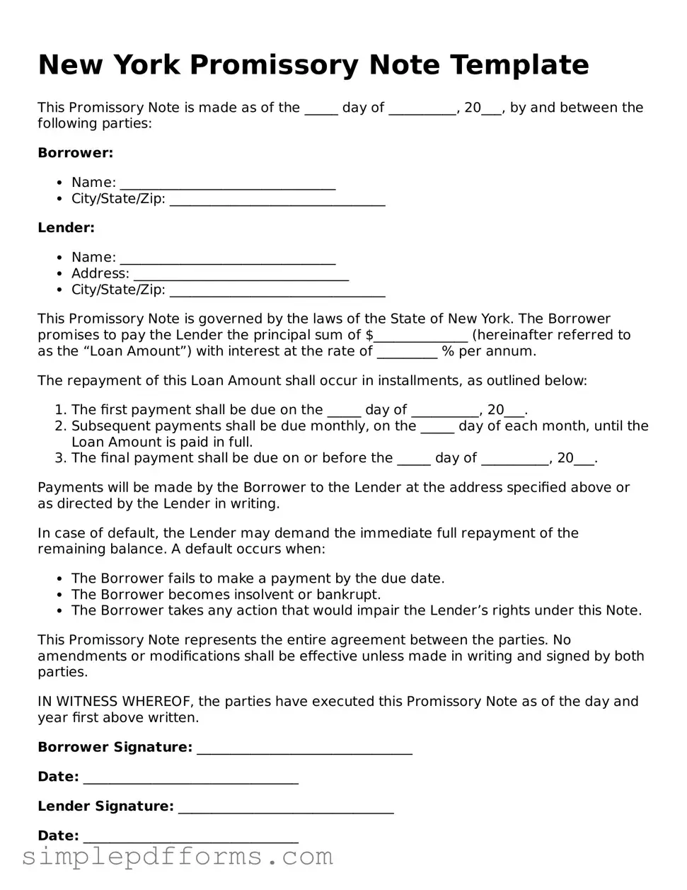 Attorney-Verified Promissory Note Document for New York State