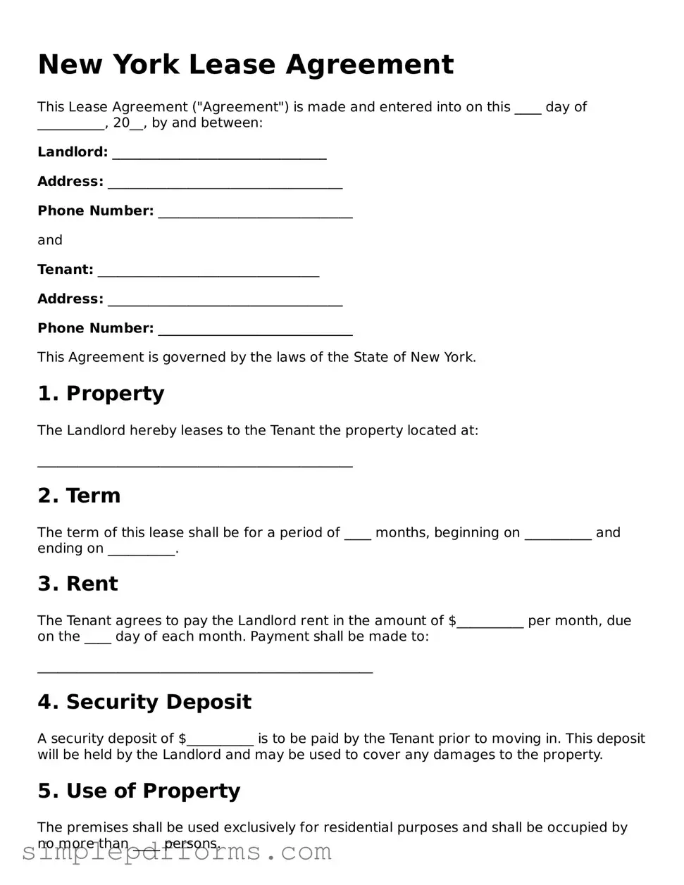 Attorney-Verified Lease Agreement Document for New York State