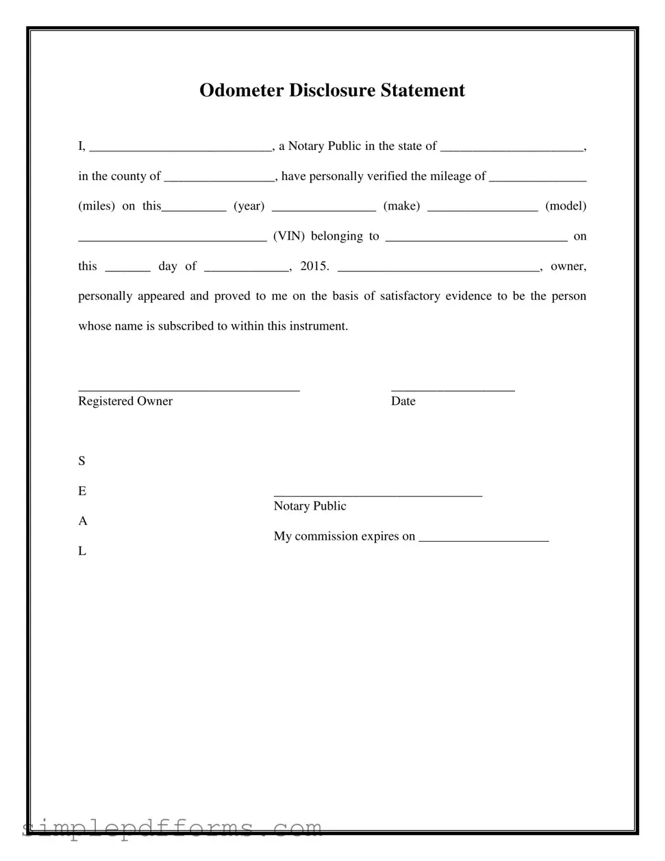 Fill a Valid Notarized Odometer Statement Form