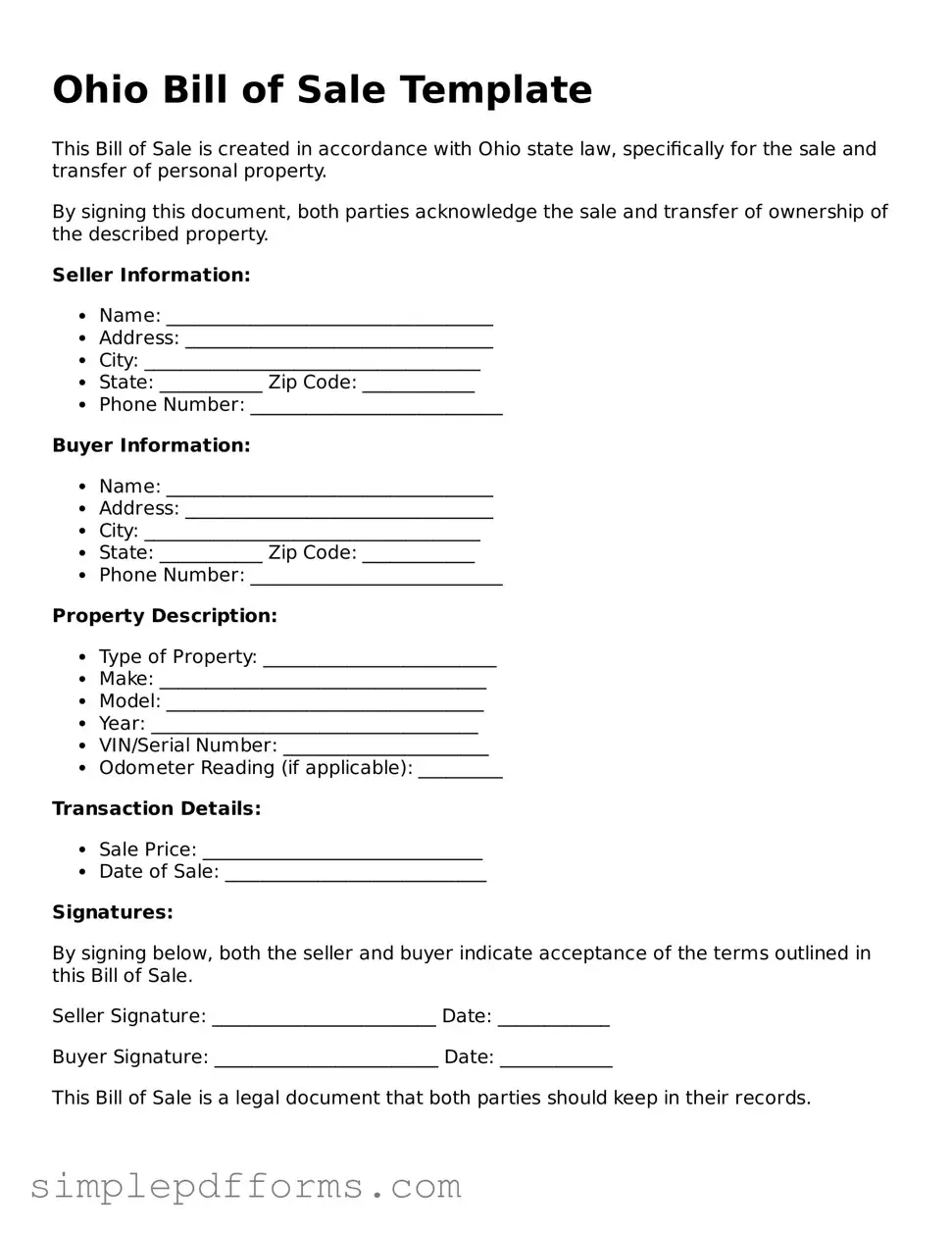 Attorney-Verified Bill of Sale Document for Ohio State