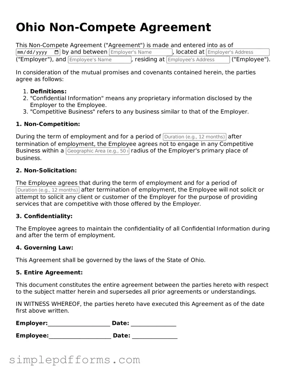 Attorney-Verified Non-compete Agreement Document for Ohio State