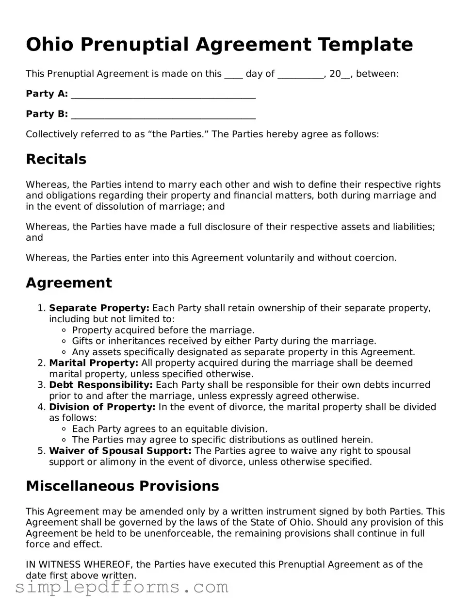 Attorney-Verified Prenuptial Agreement Document for Ohio State