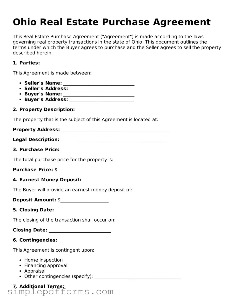 Attorney-Verified Real Estate Purchase Agreement Document for Ohio State