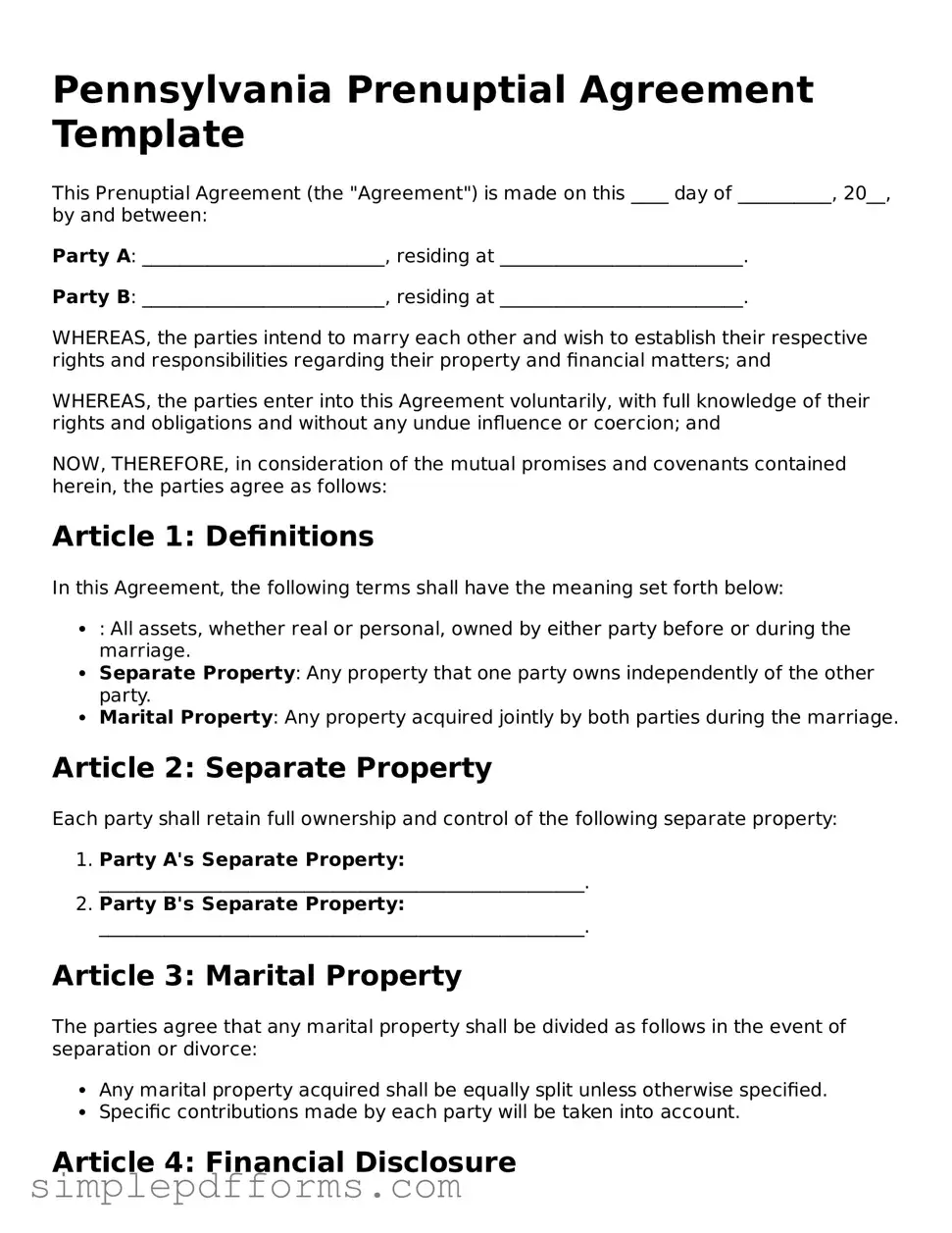 Attorney-Verified Prenuptial Agreement Document for Pennsylvania State