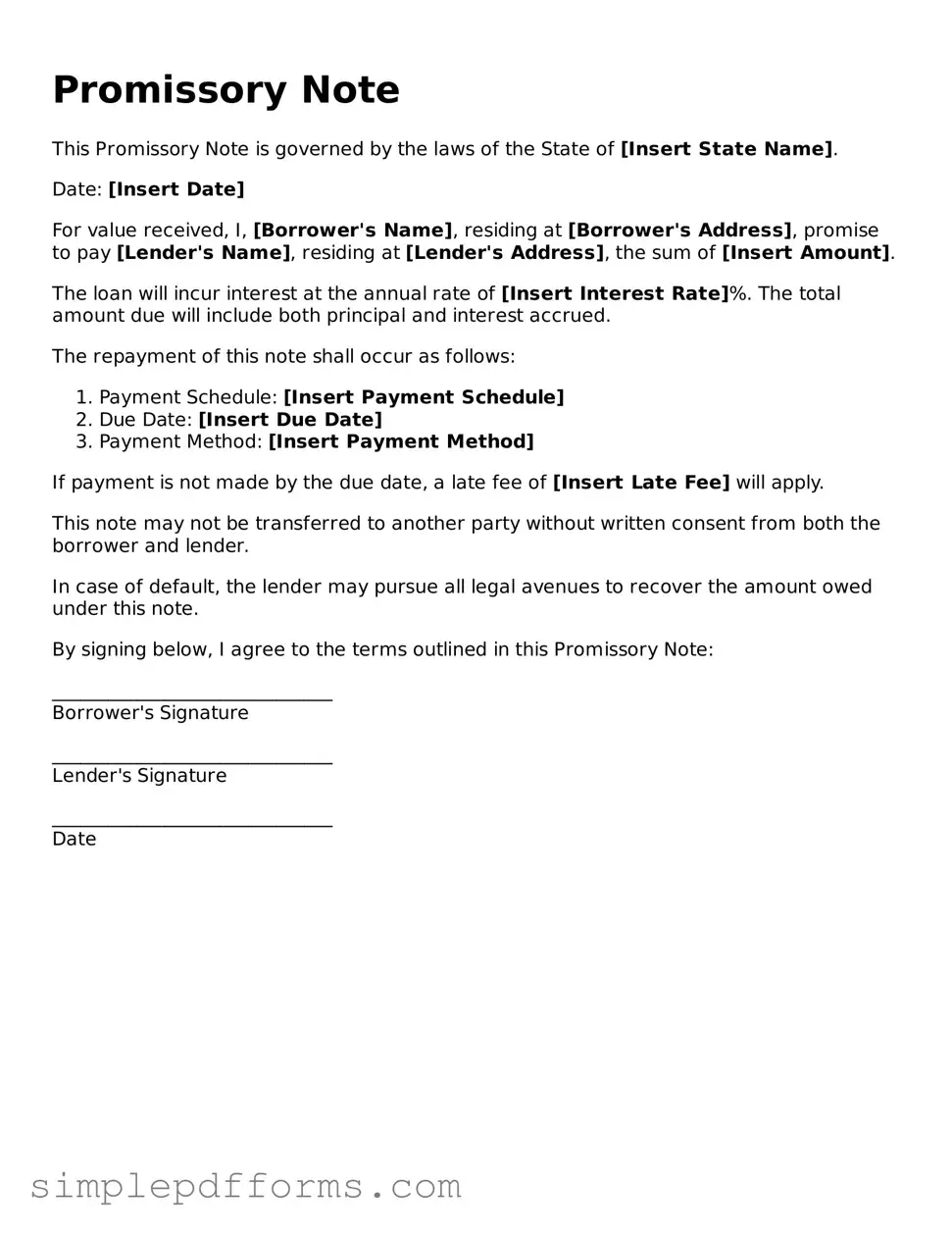 Free Promissory Note Form