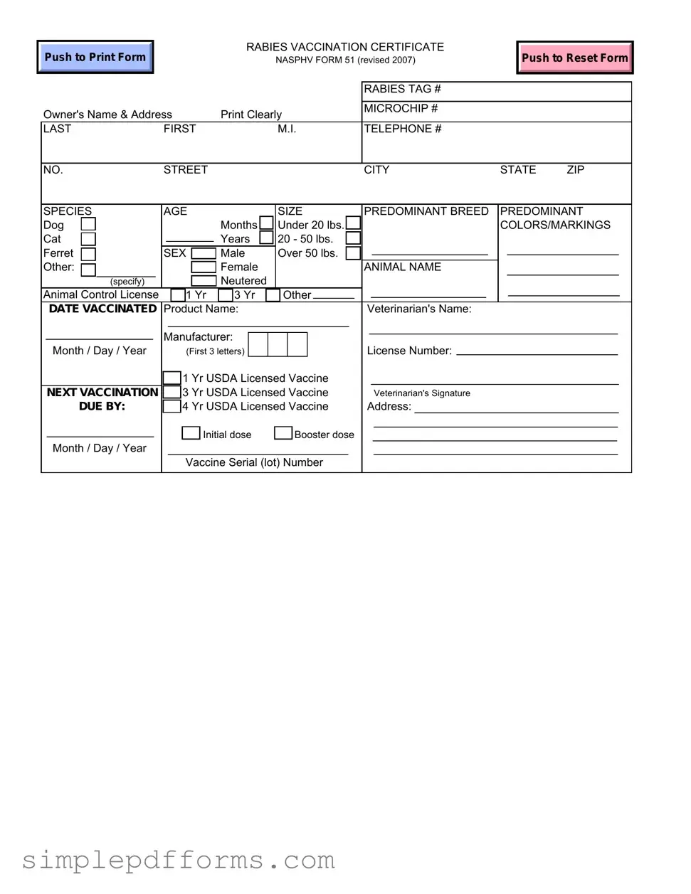 Fill a Valid Rabies Certificate Form