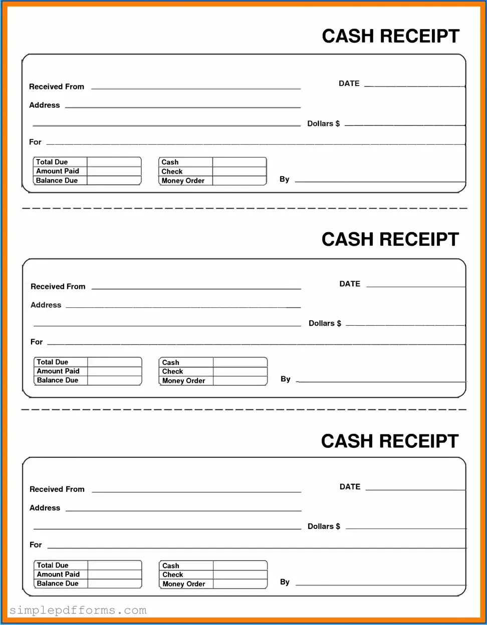 Fill a Valid Cash Receipt Form