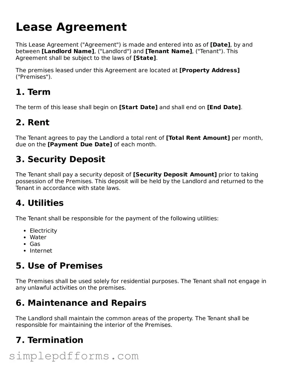 Free Lease Agreement Form
