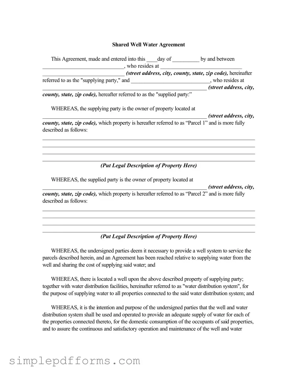 Fill a Valid Shared Well Agreement Form